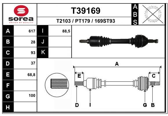 EAI hajtótengely T39169