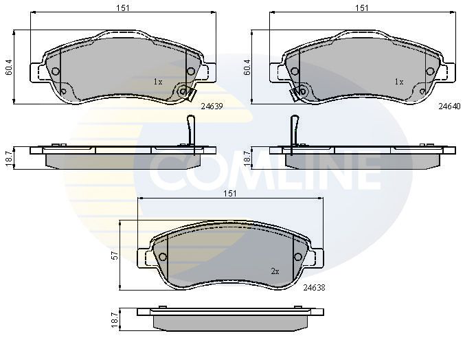 Комплект гальмівних накладок, дискове гальмо, Comline CBP31705