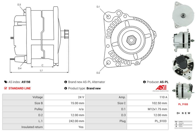 AS-PL A9198 Alternator