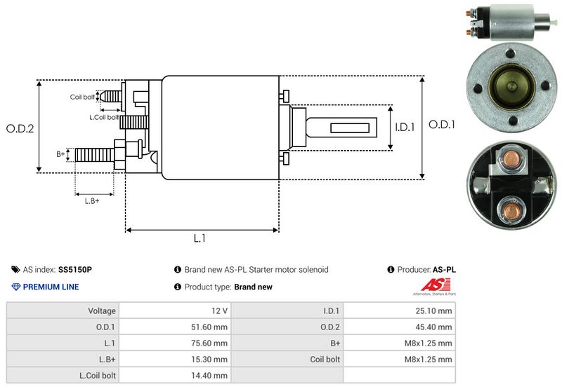 AS-PL SS5150P Solenoid Switch, starter