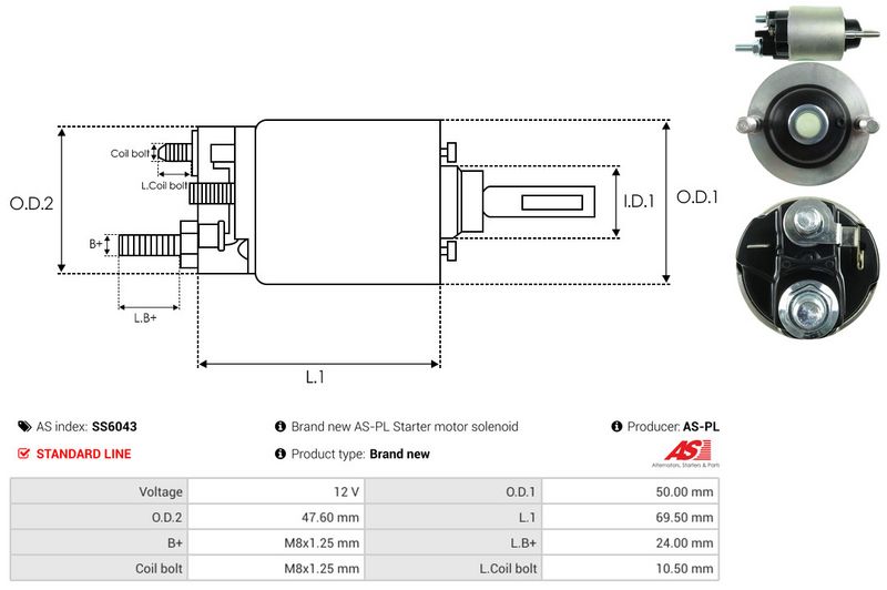 AS-PL SS6043 Solenoid Switch, starter