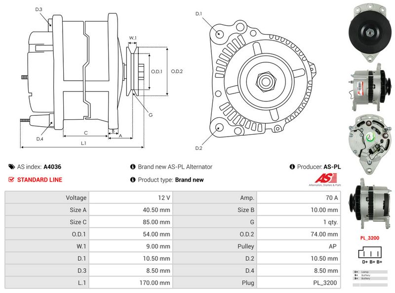 AS-PL A4036 Alternator