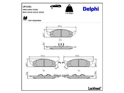 DELPHI LP1161 - Brake Pad Set, disc brake