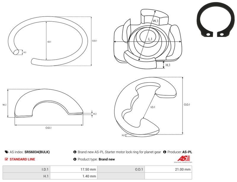 AS-PL SRS6034(BULK) Repair Kit, starter