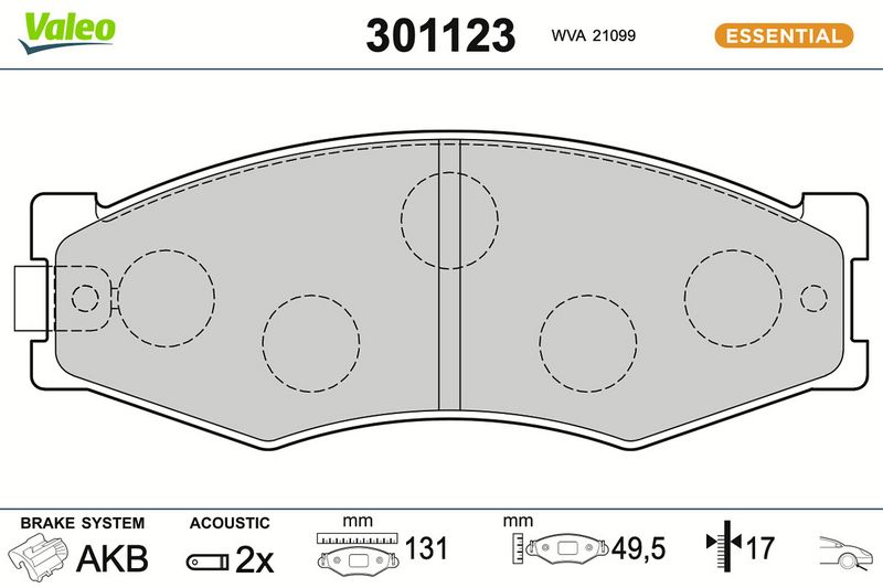 VALEO 301123 - Brake Pad Set, disc brake