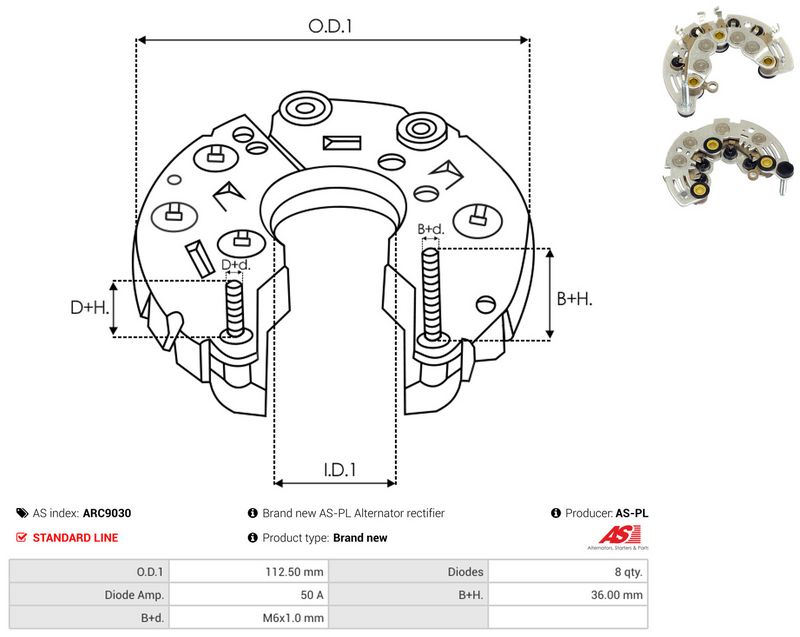 AS-PL ARC9030 Rectifier, alternator