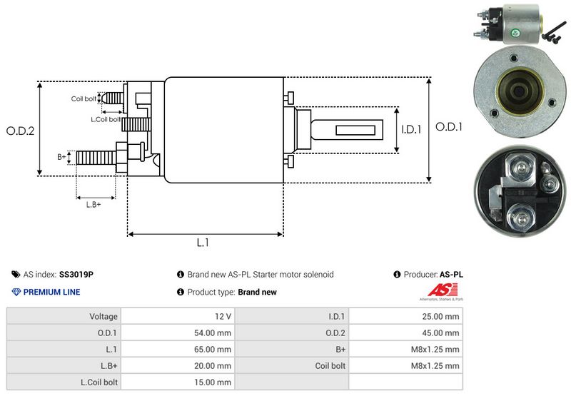 AS-PL SS3019P Solenoid Switch, starter