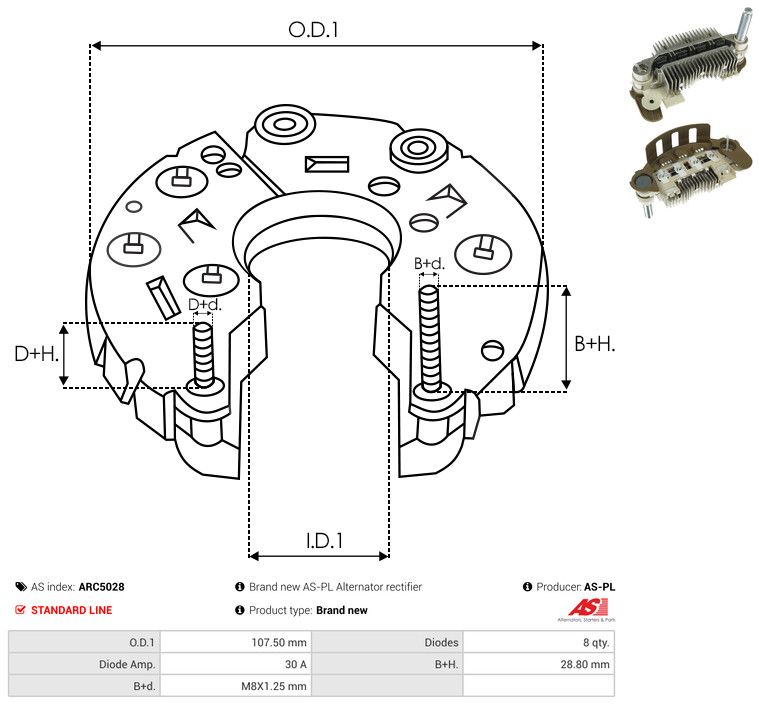 AS-PL ARC5028 Rectifier, alternator