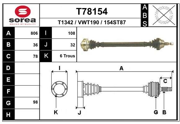 EAI hajtótengely T78154