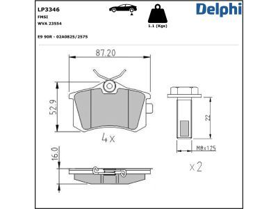 DELPHI LP3346 Brake Pad Set, disc brake