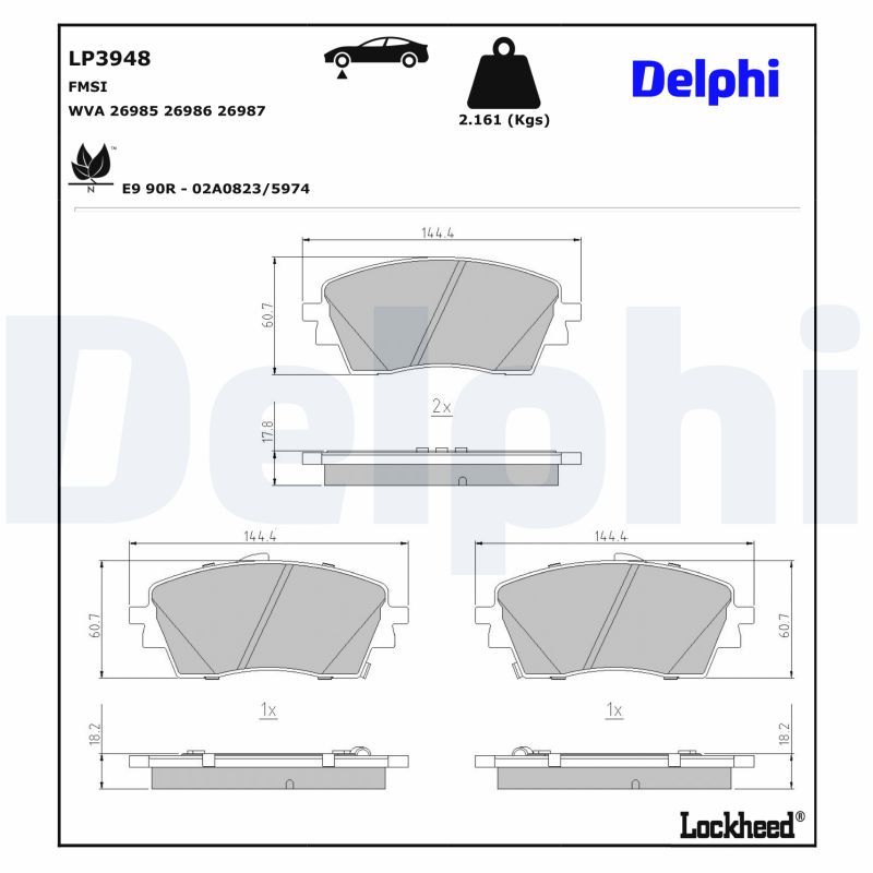 DELPHI LP3948 Brake Pad Set, disc brake