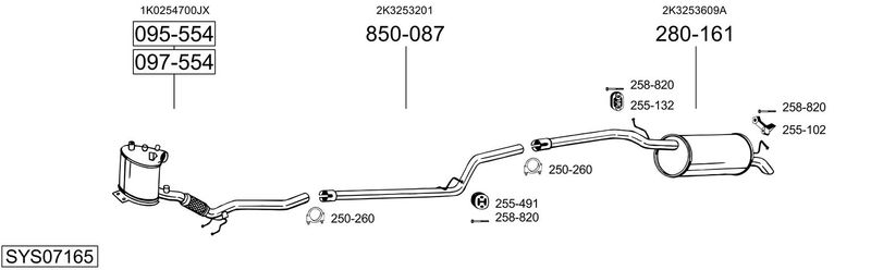 BOSAL kipufogórendszer SYS07165