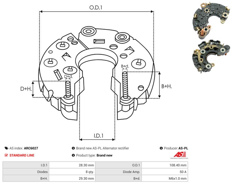 AS-PL ARC6027 Rectifier, alternator