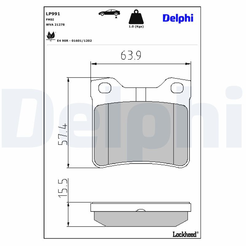Piduriklotsi komplekt, ketaspidur, DELPHI LP991