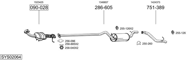 BOSAL kipufogórendszer SYS02064