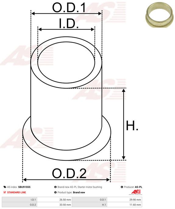 Puks, starterivõll, AS-PL SBU9155S