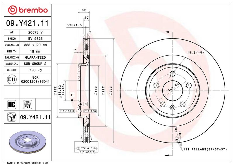 Brake disc Achter Links/Rechts past: VOLVO EX30 Electric 06.23-