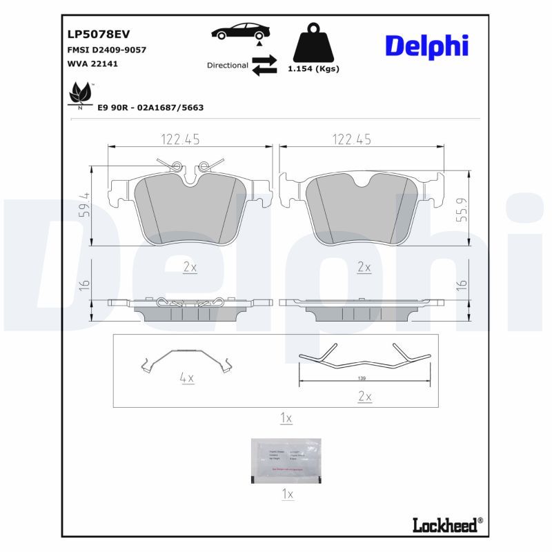 DELPHI LP5078EV Brake Pad Set, disc brake