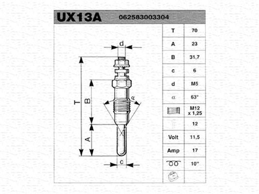 Свічка розжарювання, Magneti Marelli 062900002304