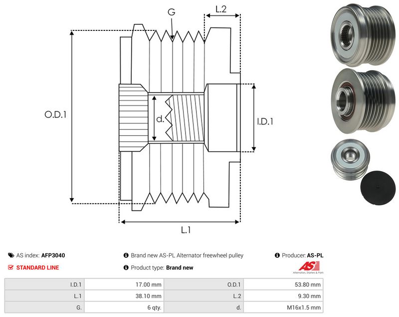 AS-PL AFP3040 Alternator Freewheel Clutch