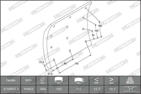 Ferodo Brake Lining Kit, drum brake K19562.0-F2020