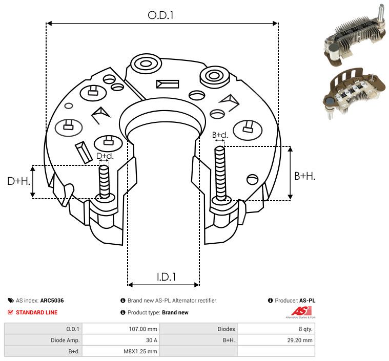 AS-PL ARC5036 Rectifier, alternator