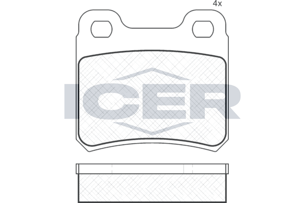 Комплект гальмівних накладок, дискове гальмо, Icer 181023