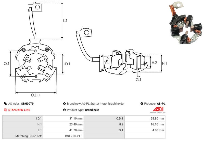 AS-PL SBH0079 Holder, carbon brushes