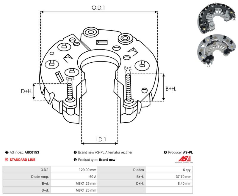 AS-PL ARC0153 Rectifier, alternator