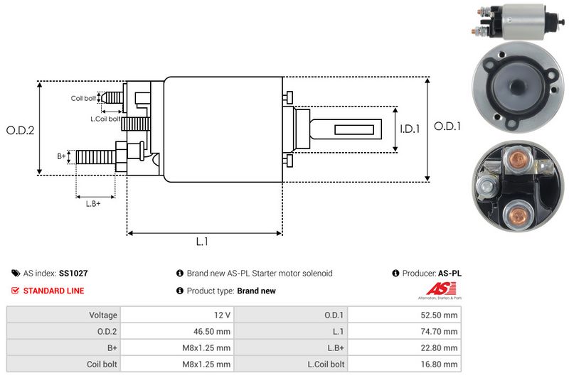 AS-PL SS1027 Solenoid Switch, starter
