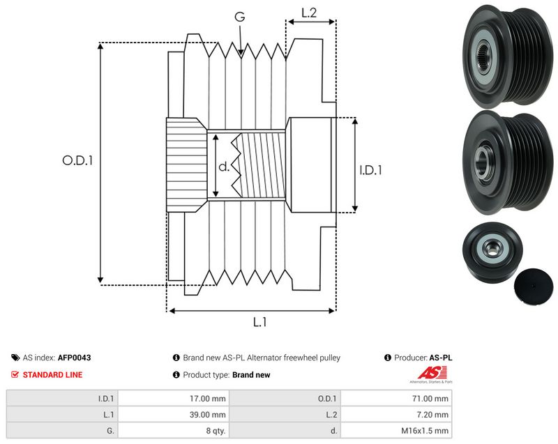 AS-PL AFP0043 Alternator Freewheel Clutch