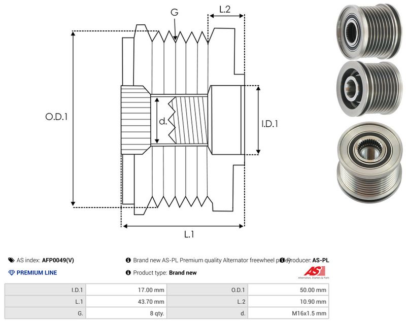 AS-PL AFP0049(V) Alternator Freewheel Clutch