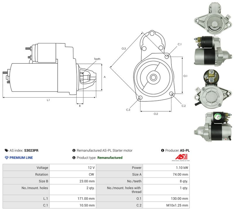 Starter, AS-PL S3023PR