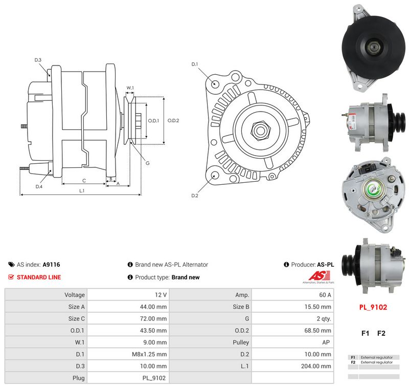 AS-PL A9116 Alternator