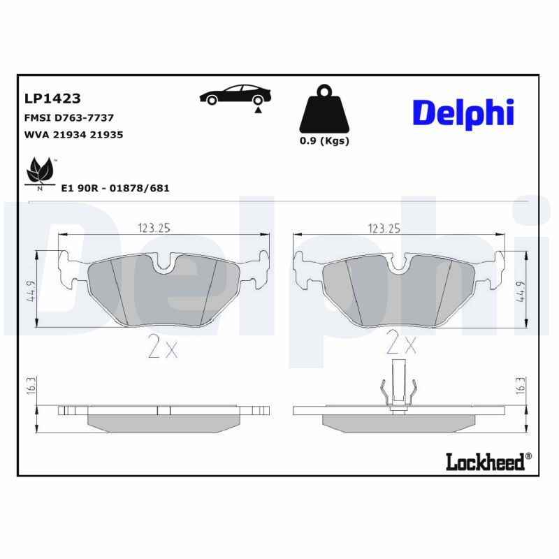 DELPHI LP1423 Brake Pad Set, disc brake