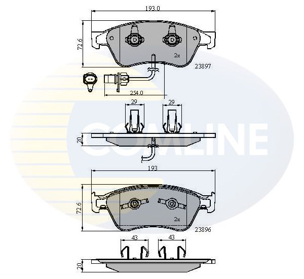 Комплект гальмівних накладок, дискове гальмо, Comline CBP11740