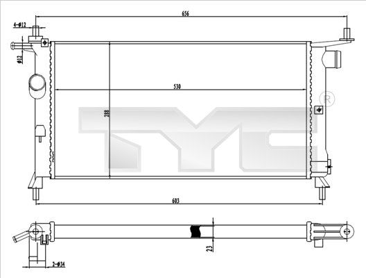 Радіатор, система охолодження двигуна, Tyc 725-0020