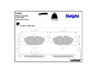 DELPHI LP702 Brake Pad Set, disc brake