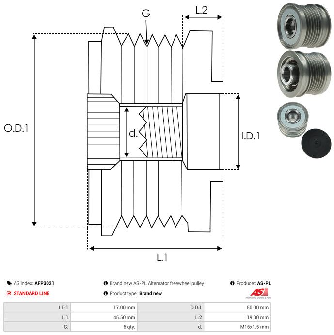 AS-PL AFP3021 Alternator Freewheel Clutch