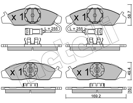 Комплект гальмівних накладок, дискове гальмо, Metelli 22-0368-0