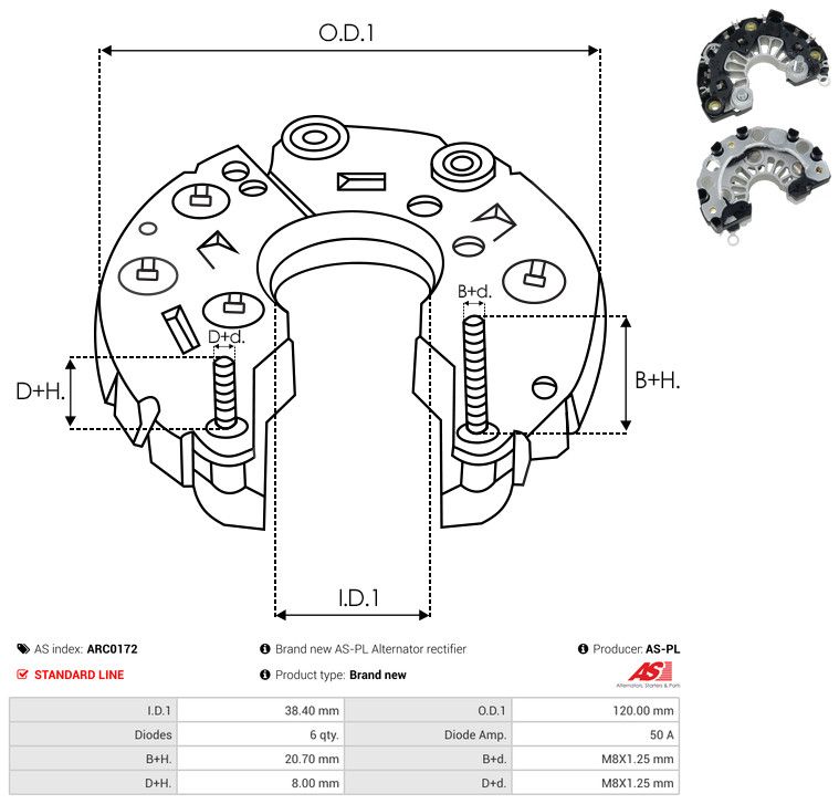 AS-PL ARC0172 Rectifier, alternator