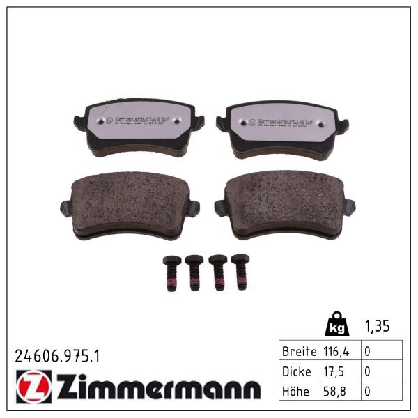 комплект спирачно феродо, дискови спирачки ZIMMERMANN