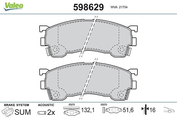 комплект спирачно феродо, дискови спирачки VALEO