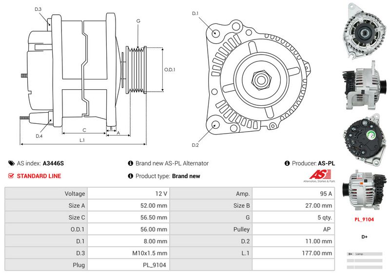 AS-PL A3446S Alternator