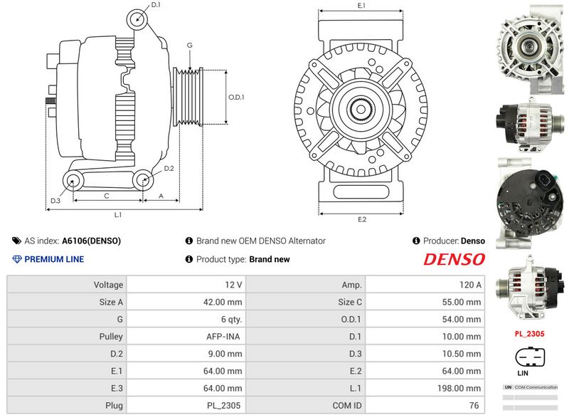AS-PL A6106(DENSO) Alternator