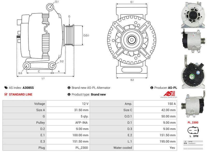 AS-PL A3085S Alternator