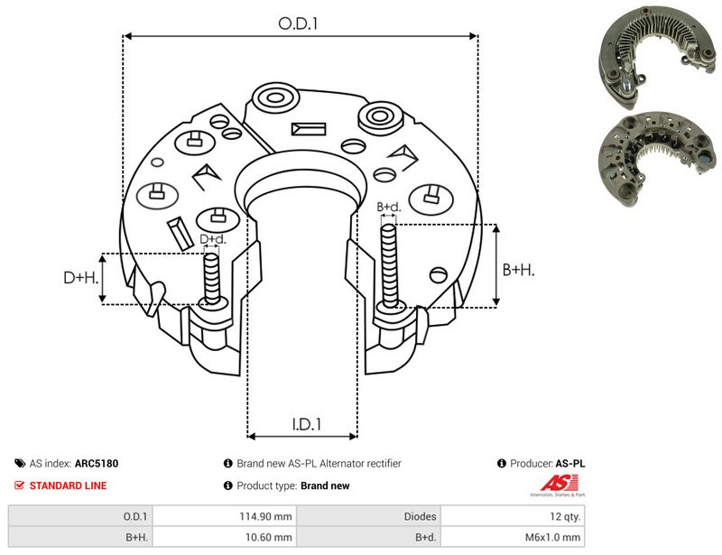 AS-PL ARC5180 Rectifier, alternator
