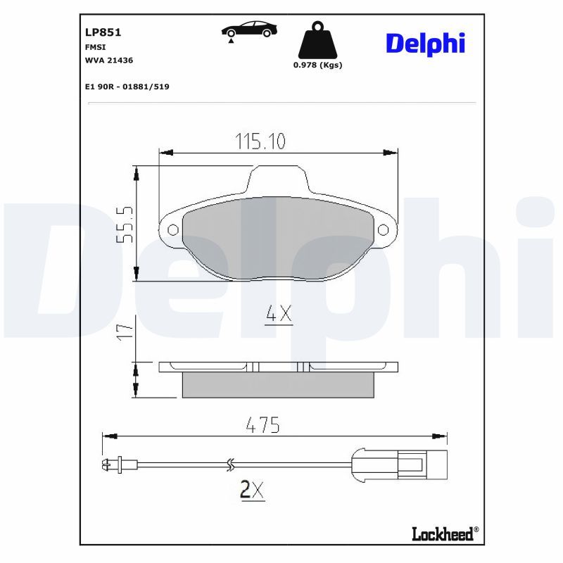 Piduriklotsi komplekt, ketaspidur, DELPHI LP851