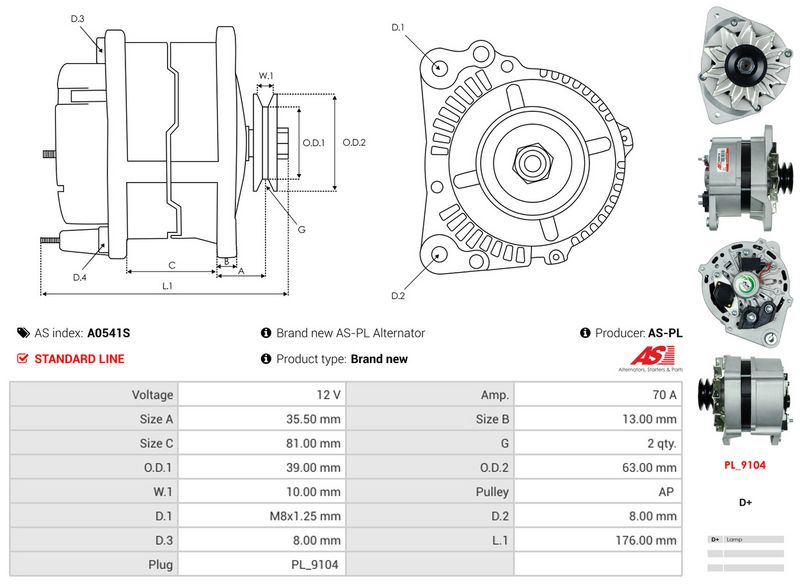 AS-PL A0541S Alternator