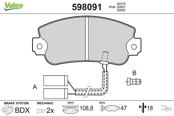 комплект спирачно феродо, дискови спирачки VALEO